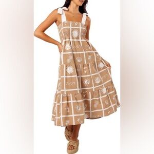 NWT Sarelle Smocked Tie Strap Midi Sundress Petal & Pup—size small
